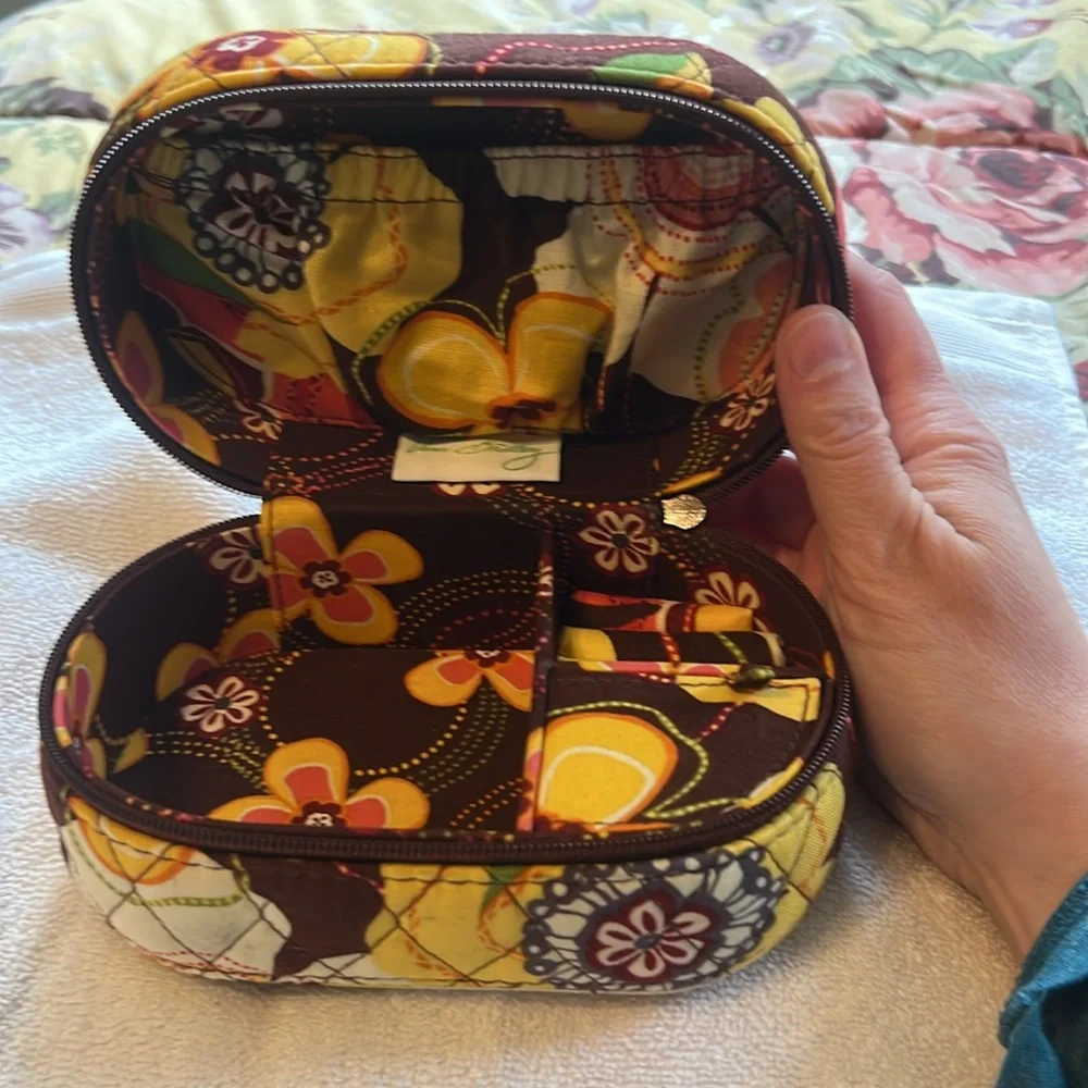 Vera Bradley Yellow and Brown Floral Cosmetic Bag - Picture 3 of 5